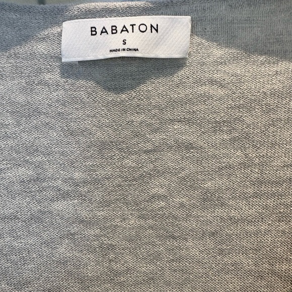 Babaton Light Gray V-Neck Sweater - Picture 3 of 5